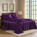 PureBedding Satin Sheets California King [4-Piece, Purple] Luxury Silky Bed Sheets - Extra Soft 1800 Microfiber Sheet Set, Wrinkle, Fade, S…