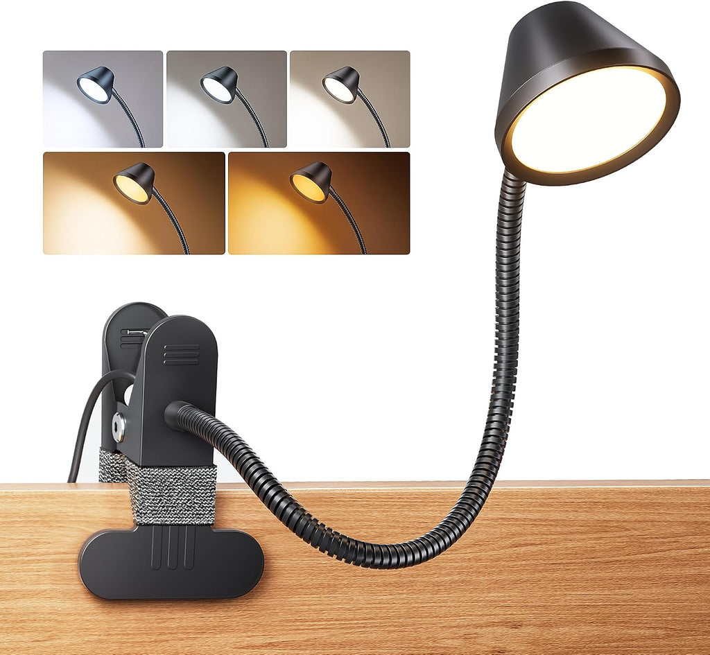Lepower Clip on Light, 7W Reading Lights for Books in Bed with 5 Colors & Stepless Dimming, RG0 Eye-comfort, Amber Glow Light & Auto…