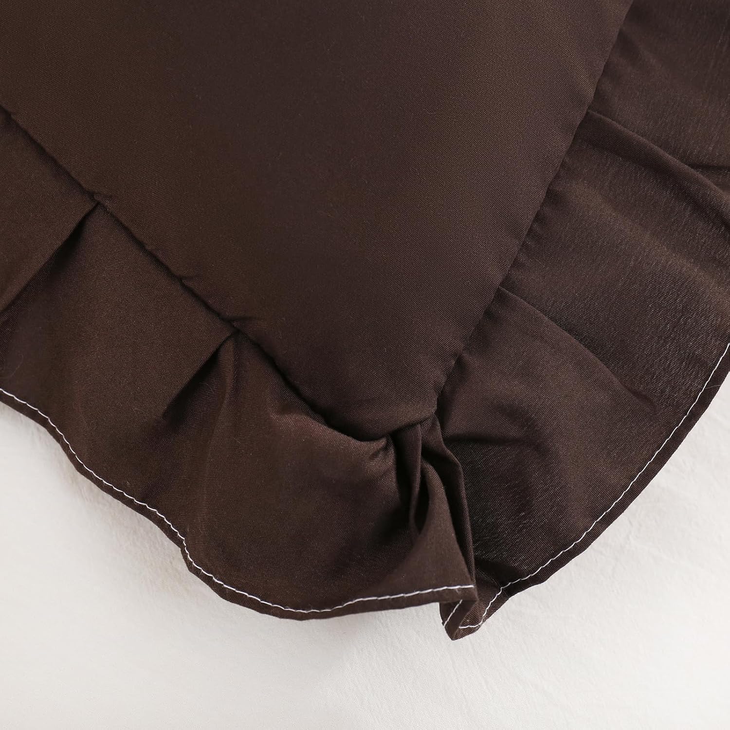 Merryword Dark Brown Pillow Shams Chocolate Queen Pillowcases Cute Pillow Cover Set of 2 Soft Shabby Chic Ruffled Pillowcases 2 Pack (Queen…