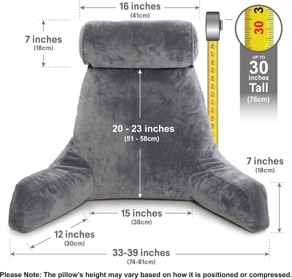 Husband Pillow XXL The Original for Adults - 30" Tall Backrest for Sitting Up in Bed - Firm Support Reading & Bed Rest Pillows for…