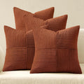 Miulee Boho Farmhouse Rust Decorative Throw Pillow Covers 18x18 Inch 4 Packs Soft Vintage Pillow Cases Modern Corduroy Patchwork Cushion Co…