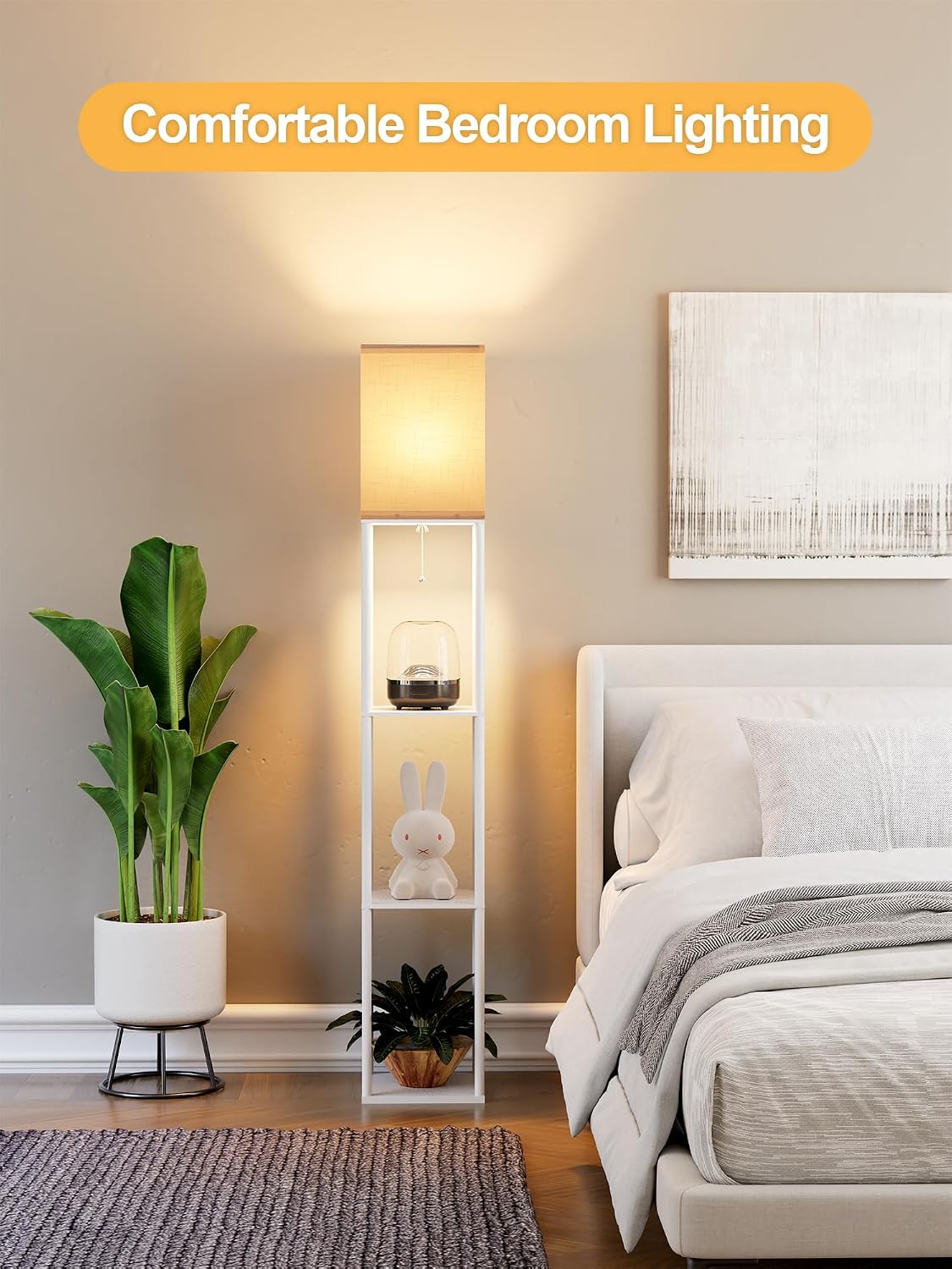 Floor Lamp with Shelves for Living Room 2 Pack, Shelf Floor Lamp with 3 CCT LED Bulb, Corner Display Standing Column Lamp Etagere…