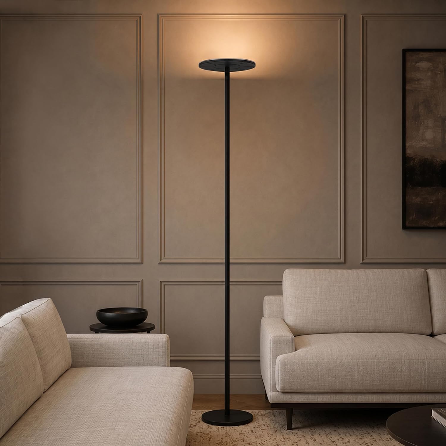 Brightech Sky LED Floor lamp, Torchiere Super Bright Floor Lamp for Living Room Decor & Office - Dimmable, Tall Standing Torch Lamp with Wa…