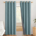NICETOWN 100% Absolutely Blackout Linen Curtains with Thermal Insulated White Liner, Skylark Blue, 52 inches Wide, 90 inches Length…