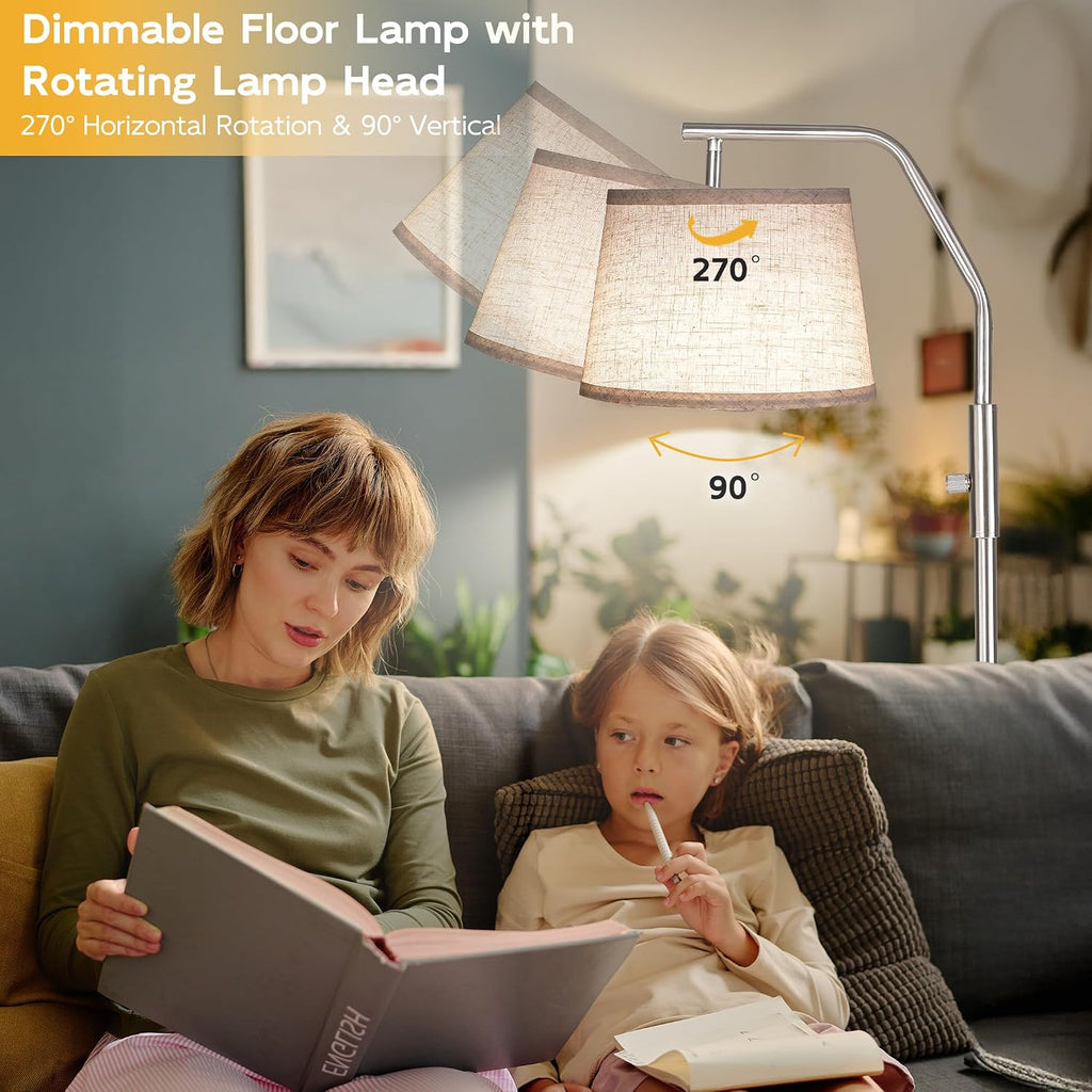 SUNMORY Floor Lamps for Living Room, 9W Bulb Included, Lamp for Bedroom with Adjust Head, Standing Lamp with Rotary Switch, 0-100%…