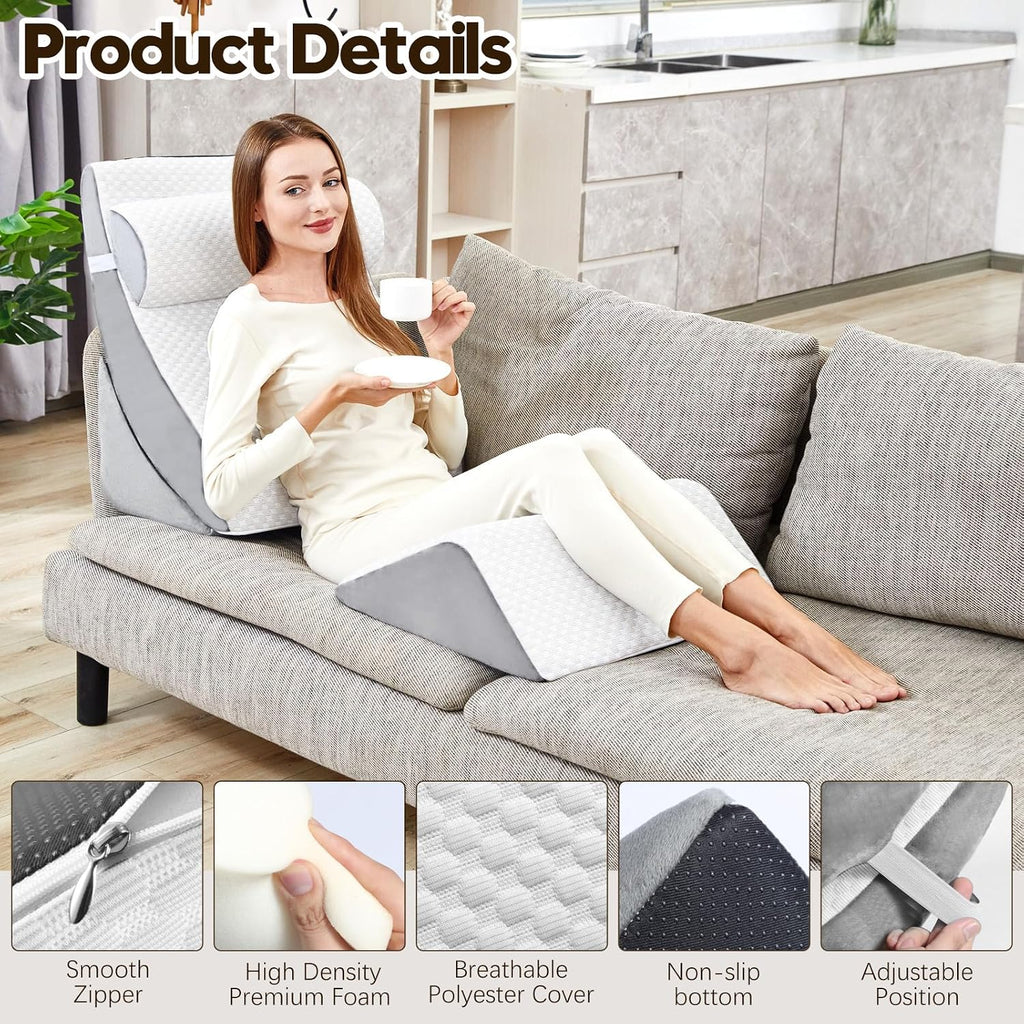 PIASHJOY 4pcs Wedge Pillow Set for After Surgery, Wedge Pillows for Back and Leg Pain, Wedge Pillow for Legs Swelling, Back Support, Po…