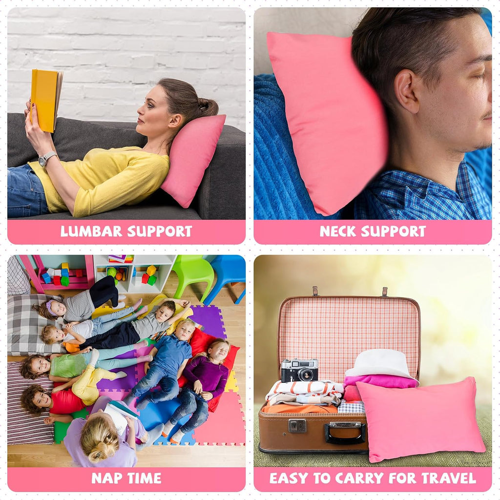 Kigley 6 Pack Mini Pillows Bulk Small Pillows 14"x9" Soft Travel Nap Pillow for Daycare Nap Time Pet Neck Lumbar 6 Pack 9 inches Pink