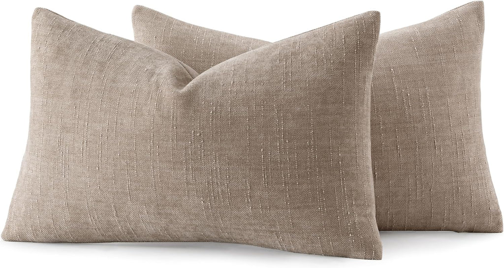 MIULEE Pack of 2 Decorative Throw Pillow Covers Soft Chenille Lumbar Accent Throw Pillows Solid Textured Cushion Covers for Couch Sofa…