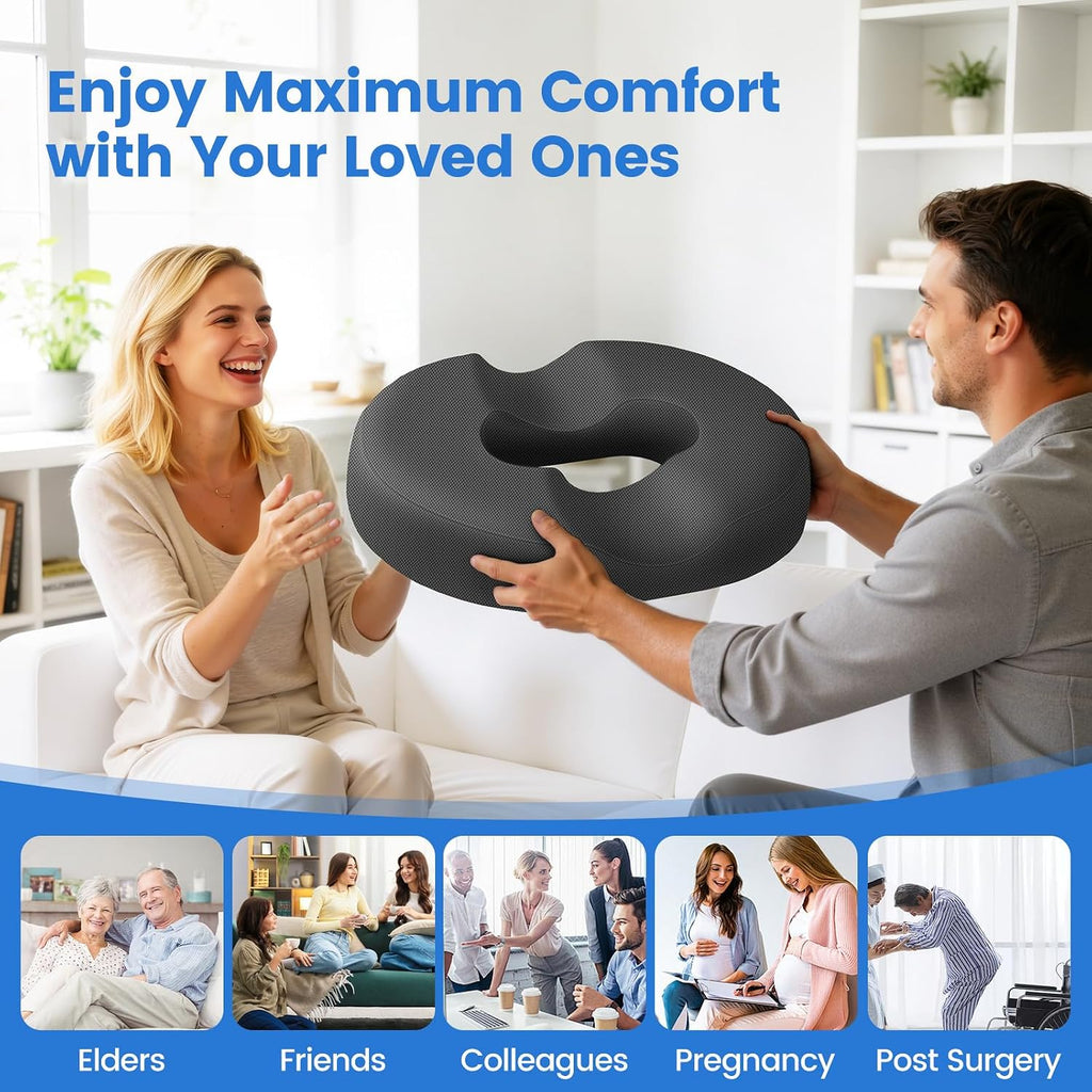 DailyCuddles Donut Pillow for Tailbone Pain, Hemorrhoids - Cooling Gel Memory Foam Chair Seat Cushion for Office, Home & Wheelchair,…
