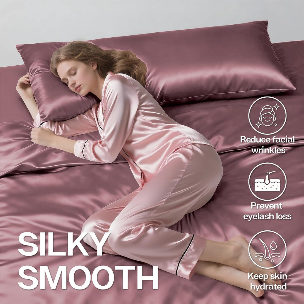 MR&HM Satin Body Pillow Cover, Soft and Breathable Body Pillow Case with Envelope Closure, Cooling and Silky Long Pillowcase for Hair and…