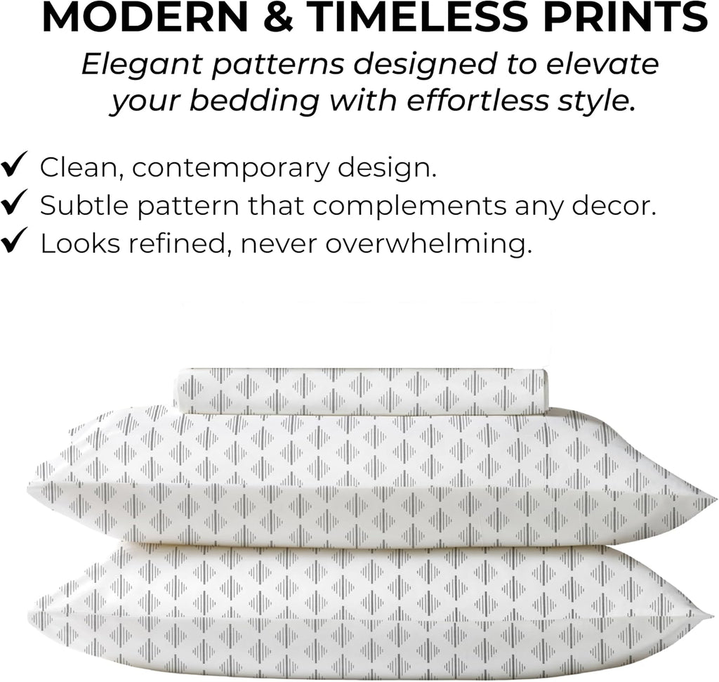 California King Fitted Sheet with 18" Deep Pockets, No Flat - Percale Weave Natural - Breathable 100% Cotton Printed Bedding, 1 Fitted…
