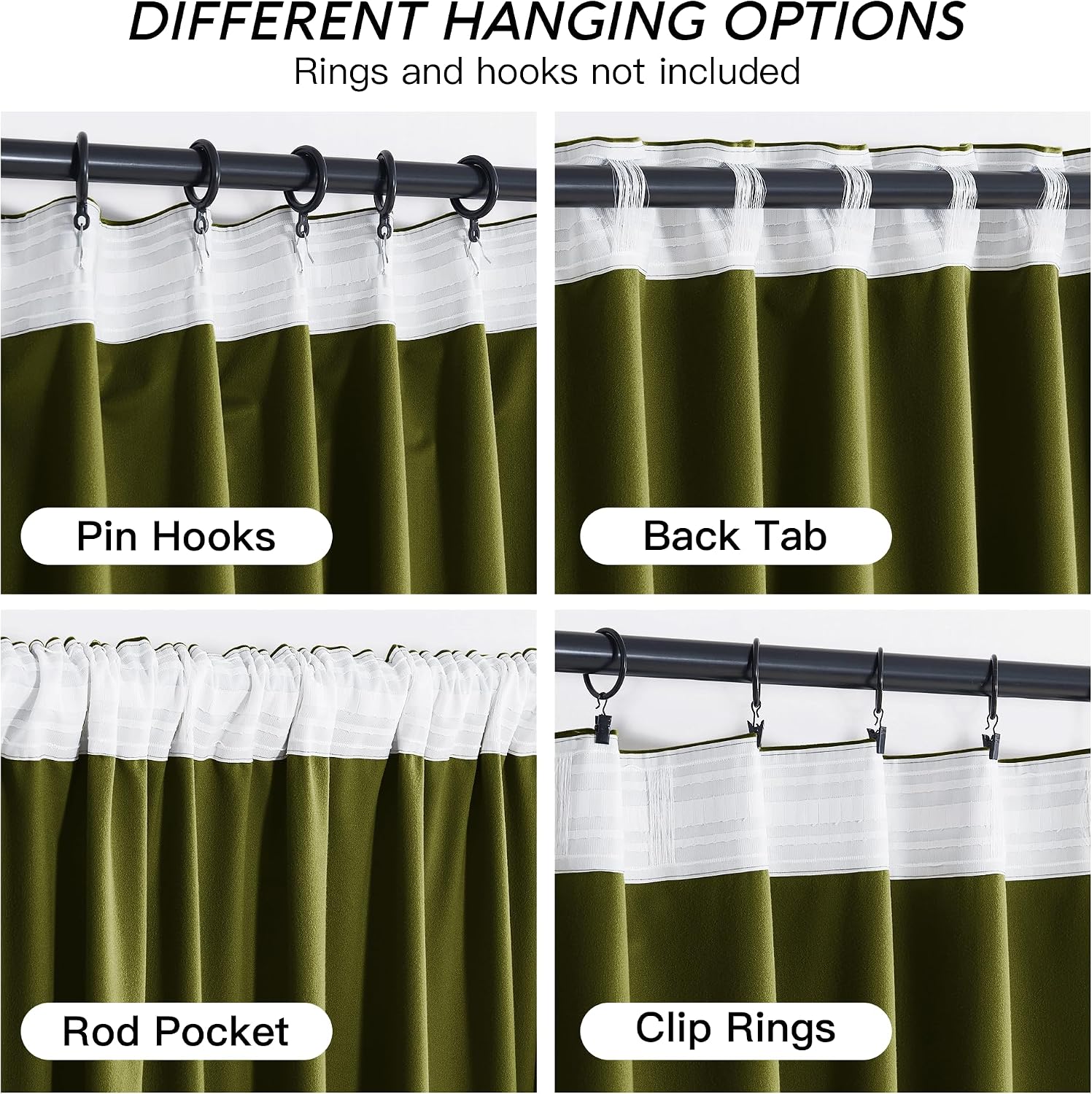 Rybhome RYB HOME Moss Green Velvet Curtains for Bedroom Living Room, Thermal Insulated Privacy UV Heat Blocking Luxurious Drapes for Nurser…