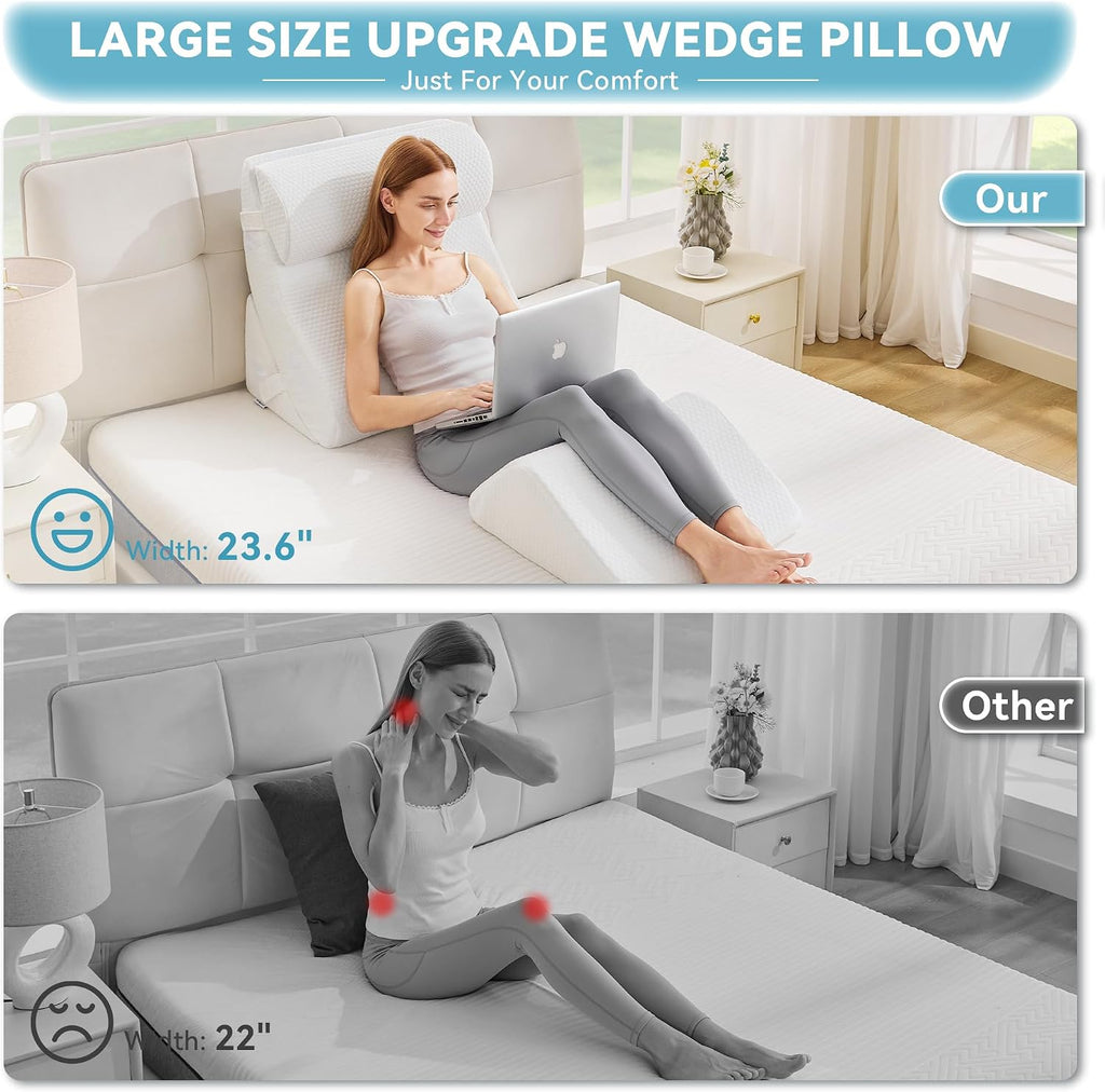 KINGFUN-Anexcitingoption Kingfun 4PCS Orthopedic Bed Wedge Pillow Set for Sleeping, Post Surgery Memory Foam Support Pillows for Back, Neck…