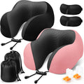 ExploreBliss Travel Pillow, 2 Pack Travel Pillows for Sleeping Airplane, Neck Pillow Airplane, Memory Foam Neck Pillow Set with Eye Mask, E…