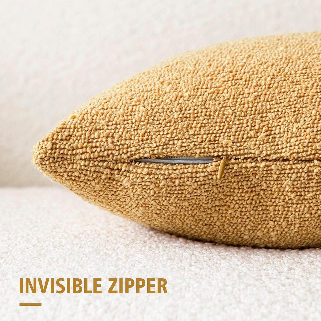 Foindtower Decorative Textured Boucle Throw Pillow Covers Accent Solid Pillow Cases Neutral Soft Cozy Couch Cushion Case for Chair Sofa…