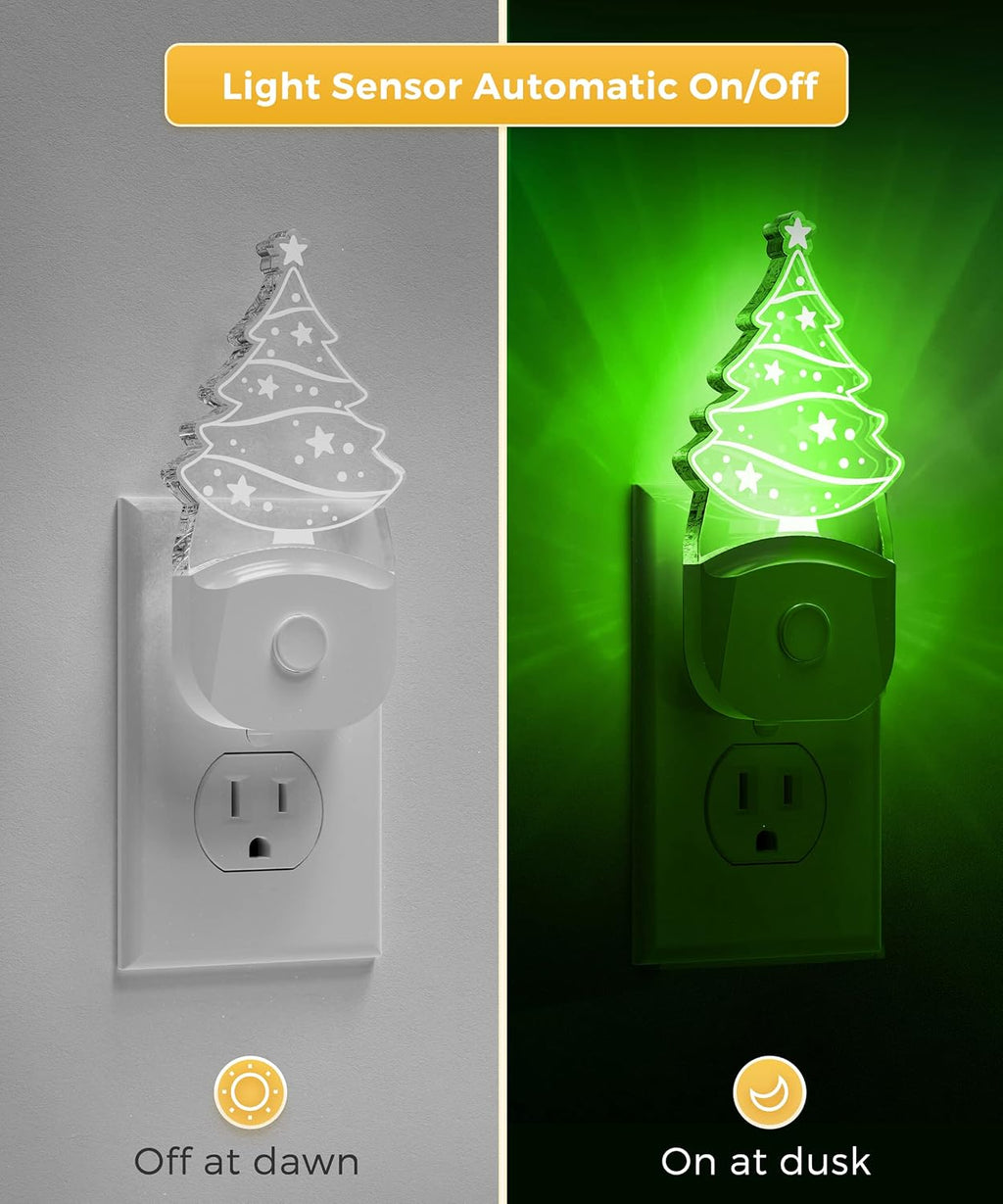 L LOHAS LED Christmas Night Light for Kids[2 Pack], Night Lights Plug into Wall, Dusk to Dawn, RGB & Color Changing & Soft White 3000K…