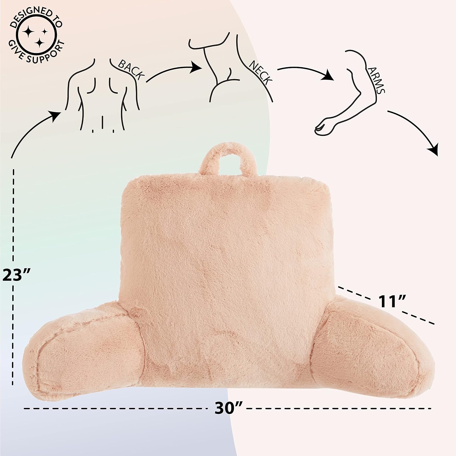 Urban Lifestyle Rabbit Faux Fur Backrest Pillow, Blush