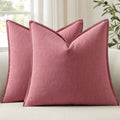 Anroduo Pack of 2 Decorative Linen Pillow Covers Dusty Rose Neutral Farmhouse Boho Soild Cushion Case Soft Accent Pillowcase for Couch Sofa…