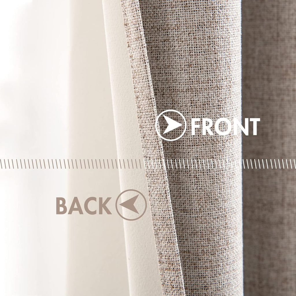 Miulee Linen Blackout Curtains and Drapes 100% Room Darkening Thermal Insulated Grommet Window Panels with Coating 2 PCs W 42 x L 84 inches…