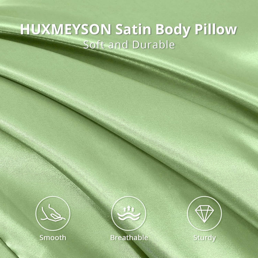 Huxmeyson Body Pillow with Satin Pillowcase, Body Pillow for Adults, Removable Cover, Green (20"x54") Green