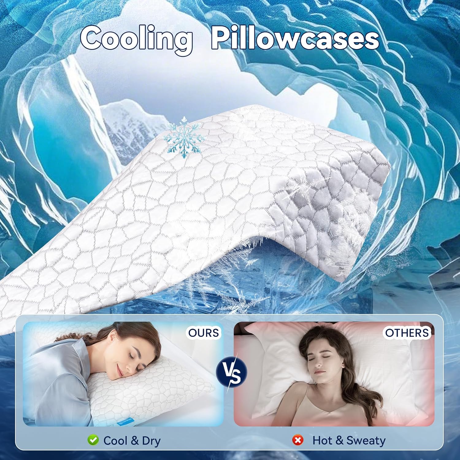 Supamodern Queen Size Cooling Fiber Pillowcase (1 Pack) – Luxury, fits Hotel, Memory Foam & Down Pillows. Smooth Zipper, Cool for hot Sleep…