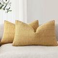 Foindtower Set of 2 Decorative Linen Check Throw Pillow Covers Neutral Farmhouse Lumbar Cushion Covers Modern Boho Accent Home Decor for…