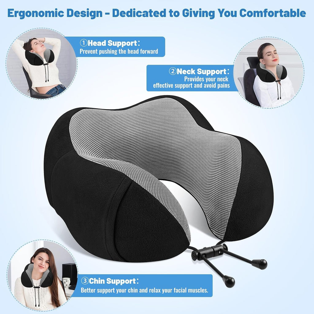 CloudBliss Travel Pillow Premium Memory Foam, Comfortable & Supportive Neck Pillow, Neck Pillows for Sleeping Travel, Airplane Pillow for…