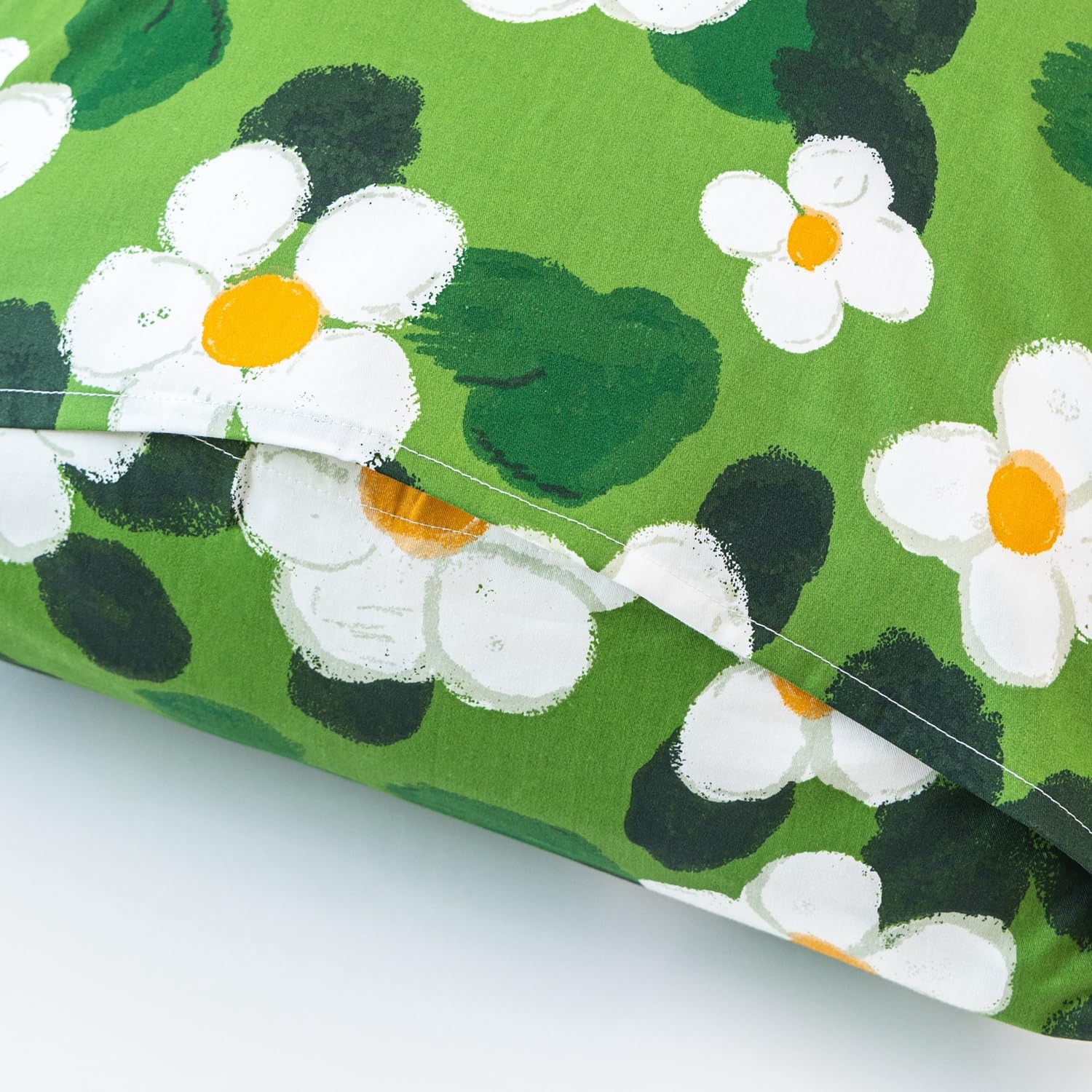 YuHeGuoJi Green Pillow Cases Set of 2 Queen 100% Cotton Floral Pillow Covers Decorative Watercolor Botanical Duvet Cover with Zipper Ties 2…