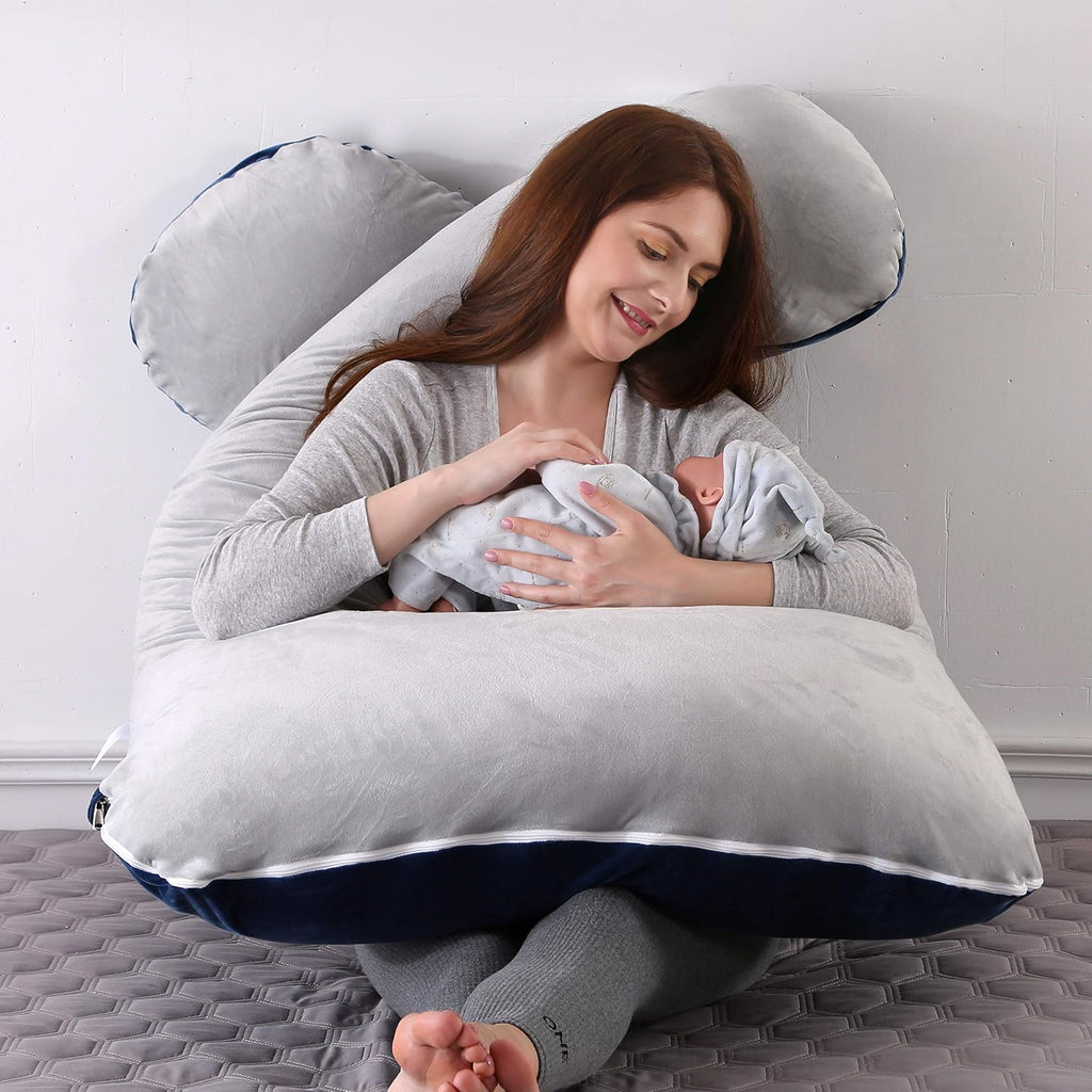 Amagoing 55 inches Pregnancy Pillows for Sleeping, U Shaped Maternity Full Body Pillow for Pregnant Women with Hip, Leg, Back, Belly Suppor…