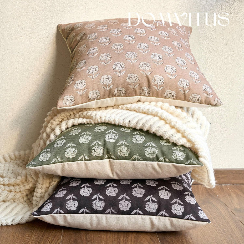 Domvitus Floral Pillow Covers 20x20 Throw Pillow Covers Decorative Farmhouse Block Floral Print Vintage Pillow Cover for Living Room Couch…