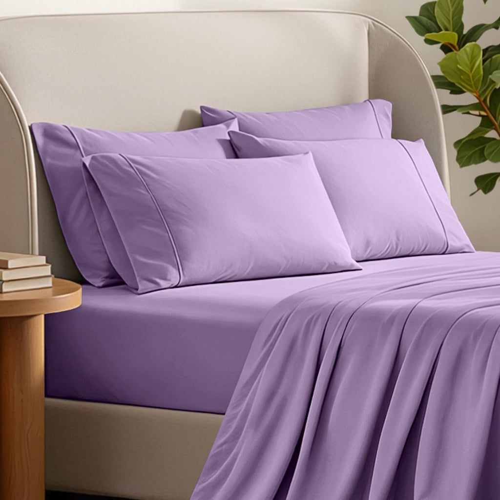 BareHome Bare Home Microfiber Bulk Pillow Cases - Standard/Queen Size Set of 4 - Cooling Pillowcases - Double Brushed - Lavender Pillowcase…