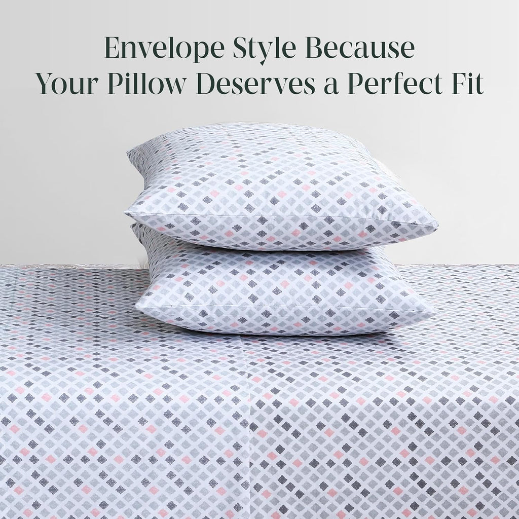 FEATHER & STITCH NEW YORK 100% Cotton 2 Piece King Pillow Cases, 300TC Ultra-Soft Pillowcases with Envelope Closure, Wrinkle- Fade- Stain…