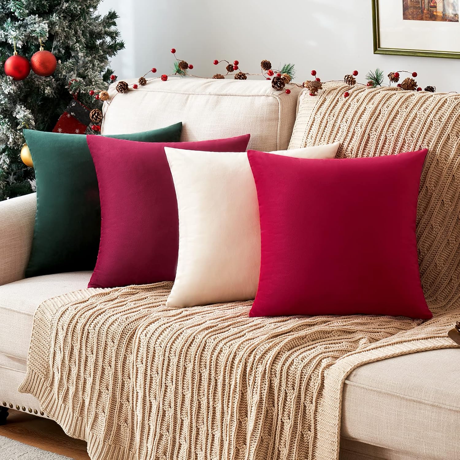 Miulee Velvet Pillow Cover Soft Luxury Christmas Decorative Throw Pillow Cover Eruo Sham Single Rectangle Cushion Case Home Decor for Couch…