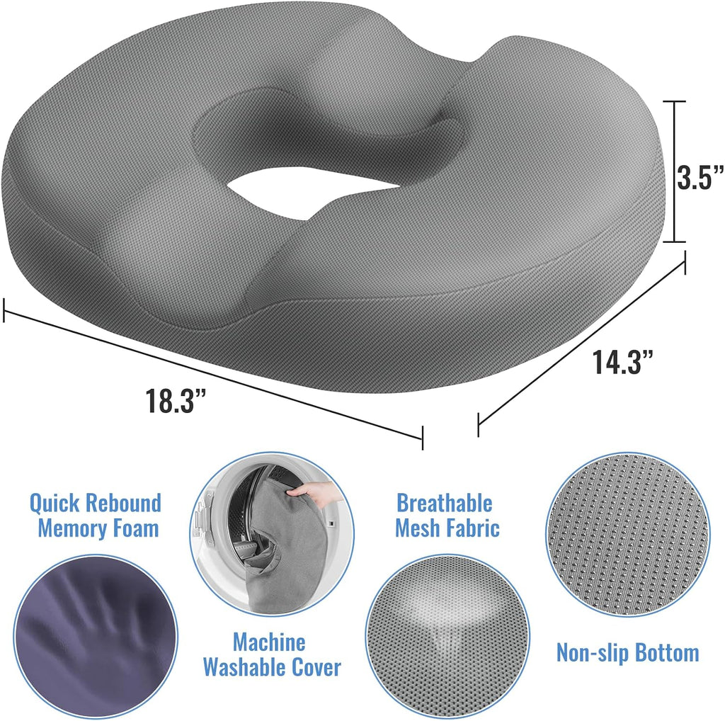CloudBliss Donut Pillow Seat Cushion Chair Pad for Tailbone and Hemorrhoids, Memory Foam Seat Chair Cushion for Men and Women for Home & Of…