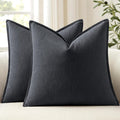 Anroduo Pack of 2 Decorative Linen Pillow Covers Dark Gray Neutral Farmhouse Boho Soild Cushion Case Soft Accent Pillowcase for Couch Sofa…