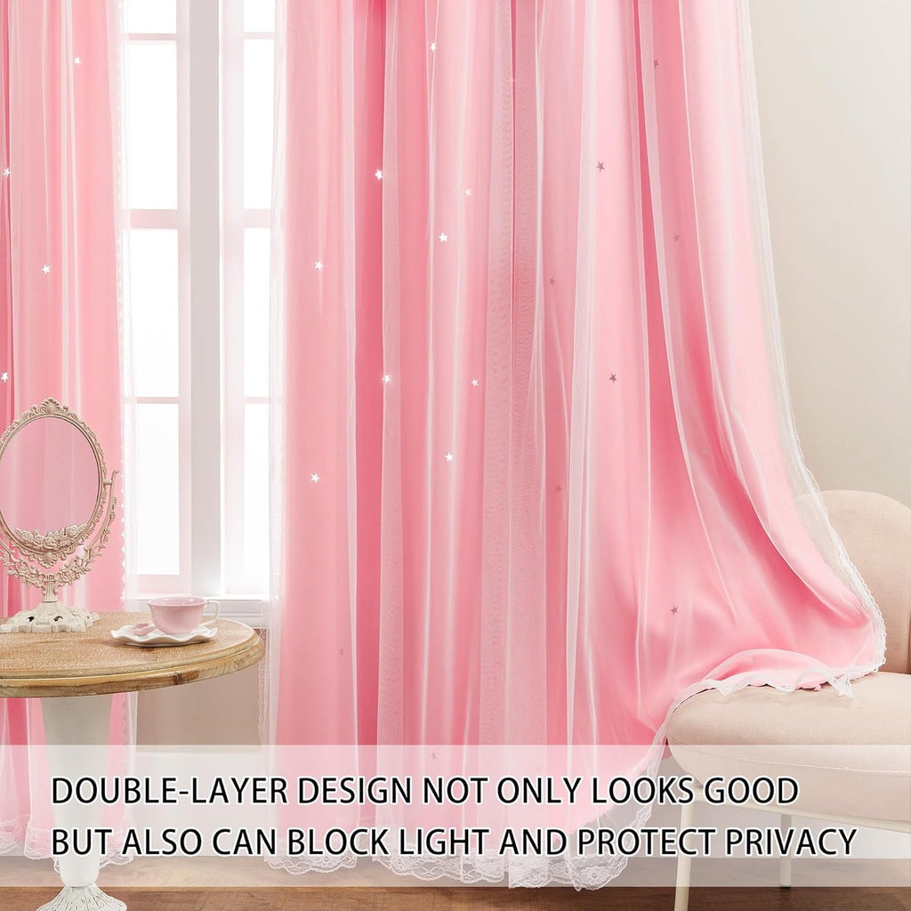 Addsomecolortolife XiDi Pink Curtains for Bedroom, Girls Room Blackout Curtains, Kids Room Darkening Curtains, Hot Pink Decor, 1 Panel 1.6…