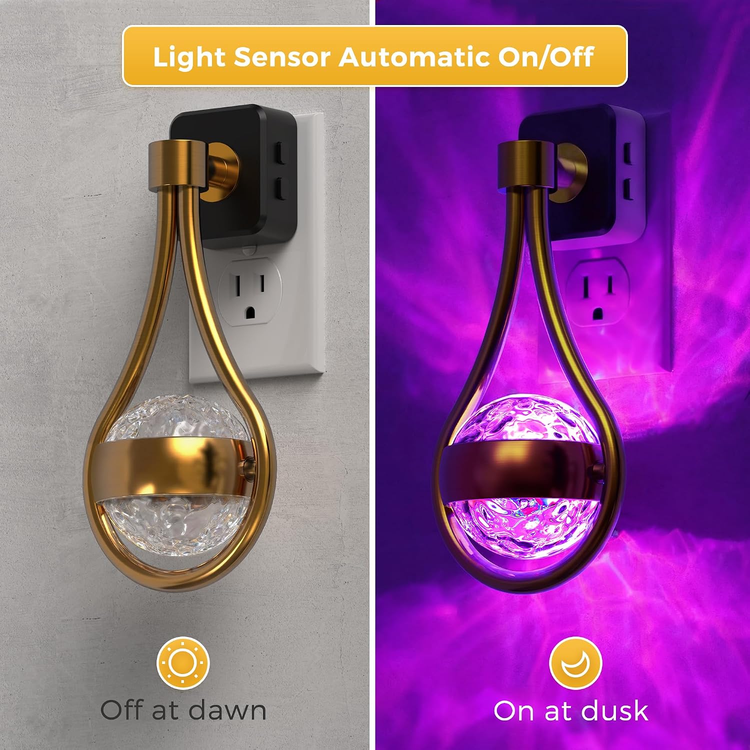 L LOHAS LED Night Lights Plug Into Wall: Star Projector RGB Night Light with 10 Color Change, Dusk to Dawn Sensor, 330°Rotating Globe…