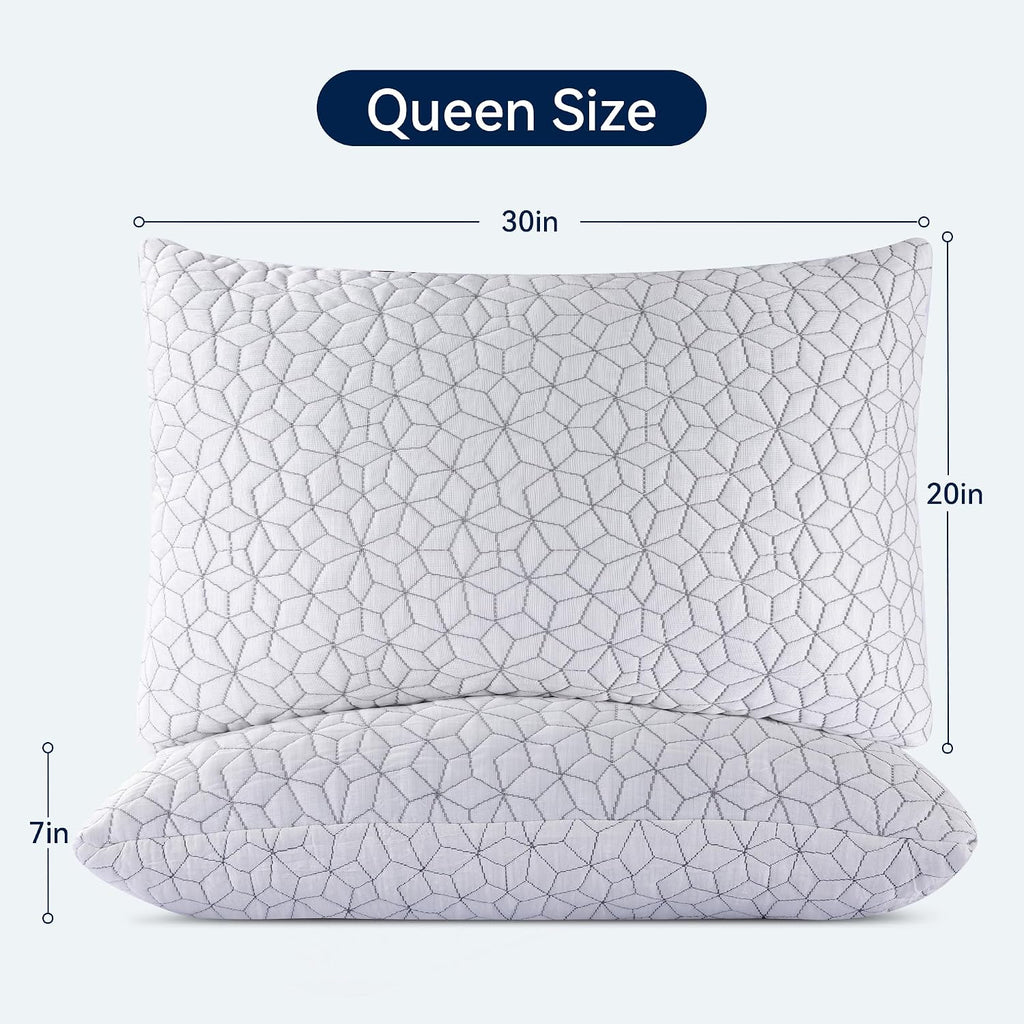 Amicliber Cooling Shredded Memory Foam Pillows for Sleeping 2 Pack, Adjustable Bed Pillow for Side Back Stomach Sleepers Luxury Gel Pillows…