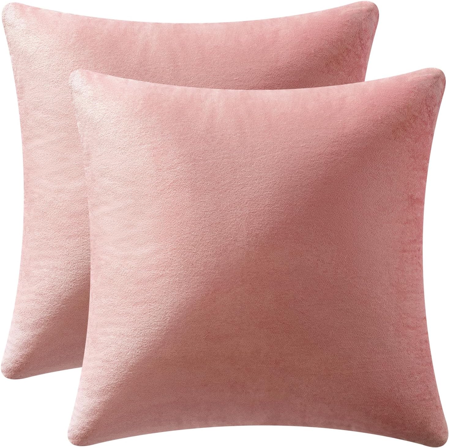 Miulee Velvet Throw Pillow Covers 18x18 Inch, Pack of 2 - Dusty Pink, Soft Solid Decorative Pillow Covers Cushion Cases Modern Luxury Valen…