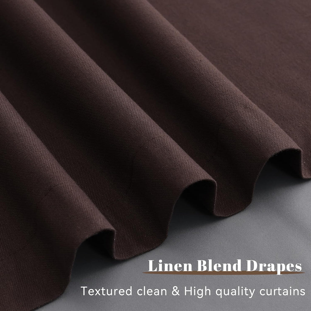 Guken Coffee Linen 100% Blackout Curtains for Bedroom 84 Inch Length 2 Panels Set Textured Elegant Black Out Thermal Insulated Soundproof B…
