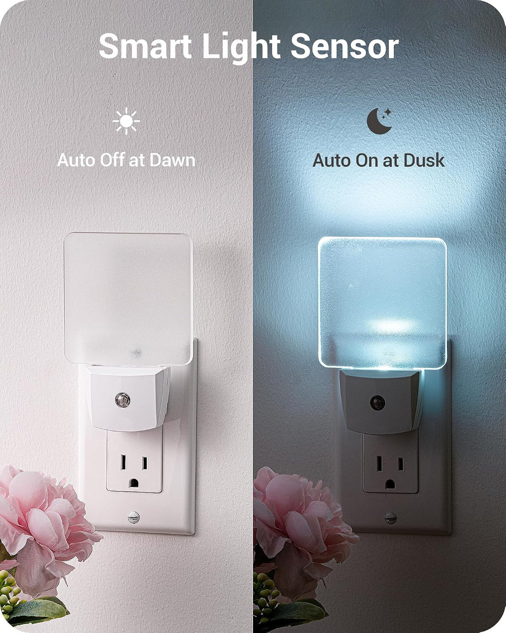 DEWENWILS Night Lights Plug into Wall, Plug in LED Night Lights with Dusk to Dawn Sensor, Cool White Nightlight for Bathroom, Hallway…