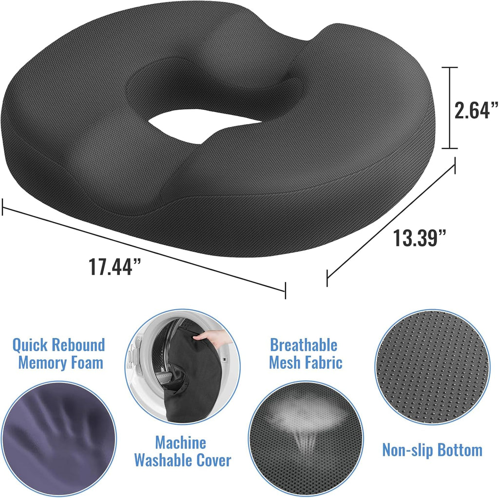 CloudBliss Donut Pillow Seat Cushion for Tailbone and Hemorrhoids, Memory Foam Chair Cushion for Postpartum Pregnancy, Seat Cushions for Me…