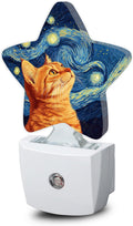 Snowmolle Starry Night Cat Night Lights Plug Into Wall, Abstract Oil Painting Star Night Light for Kids, Nightlight with Dusk to Dawn Smart S…