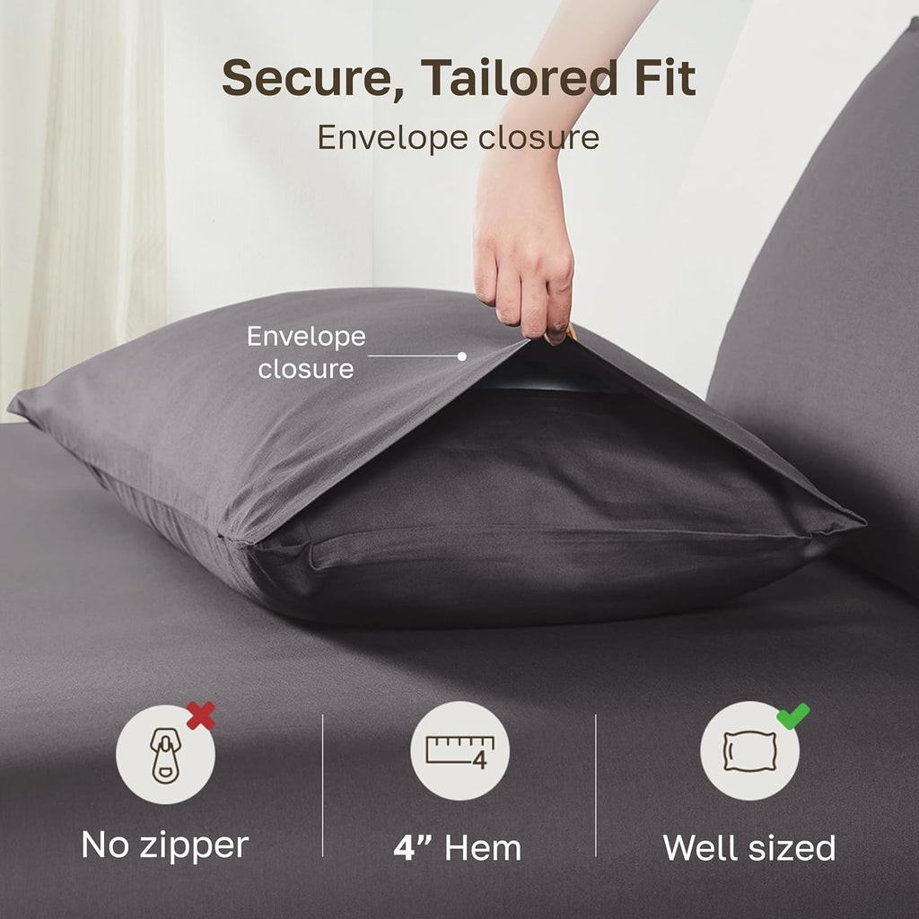 CaliforniaDesignDen California Design Den 100% Egyptian Cotton King Pillow Cases Set of 2 - Crisp Percale Feel, Soft & Breathable King Pill…