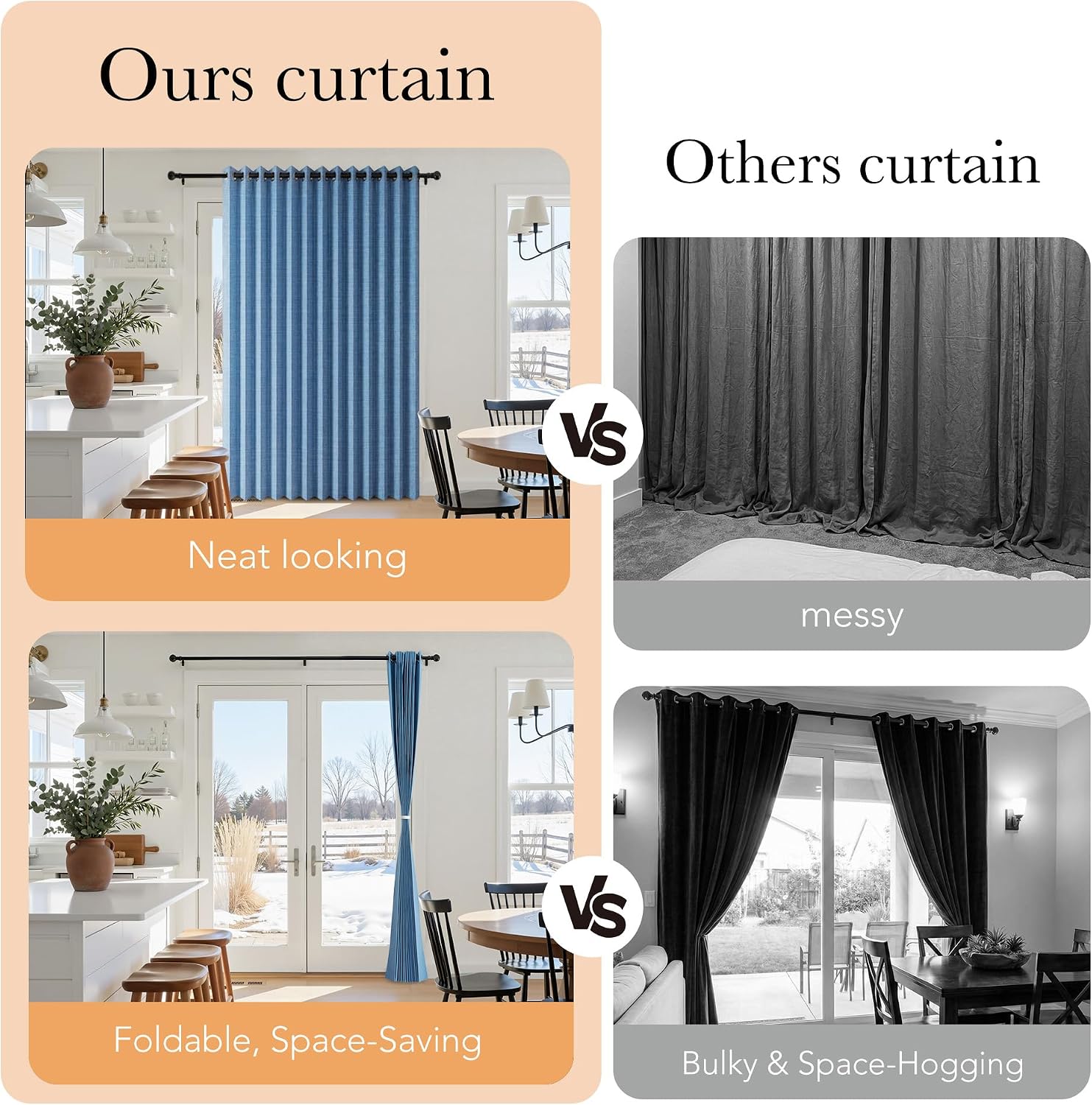 RYB HOME Accordion Style Room Divider Curtain-100% Blackout Folding Accordion Curtain for Sliding Glass Door/Bedroom, Privacy Assurd…
