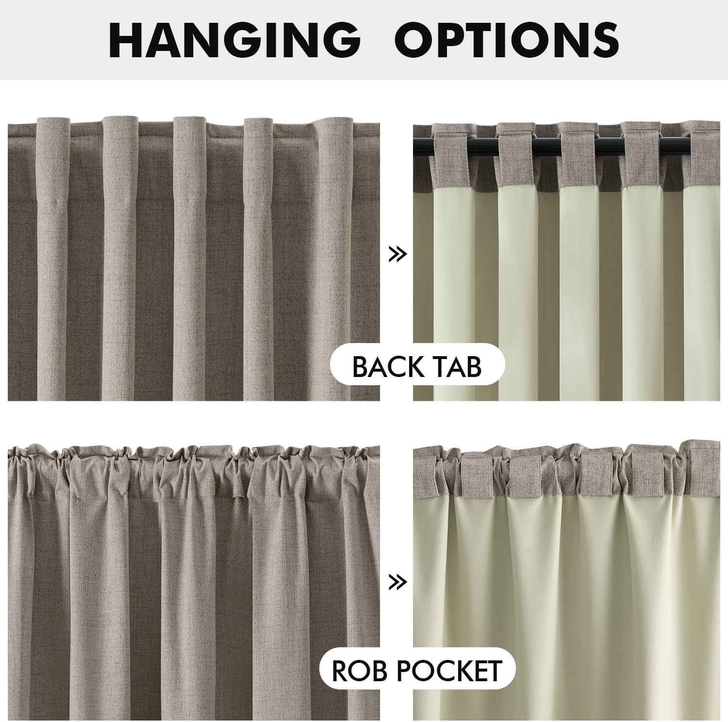 Miulee 100% Blackout Curtains for Bedroom, Linen Solid Luxury Decor Thermal Insulation Room Darkening Drapes for Living Room Nursery Back T…