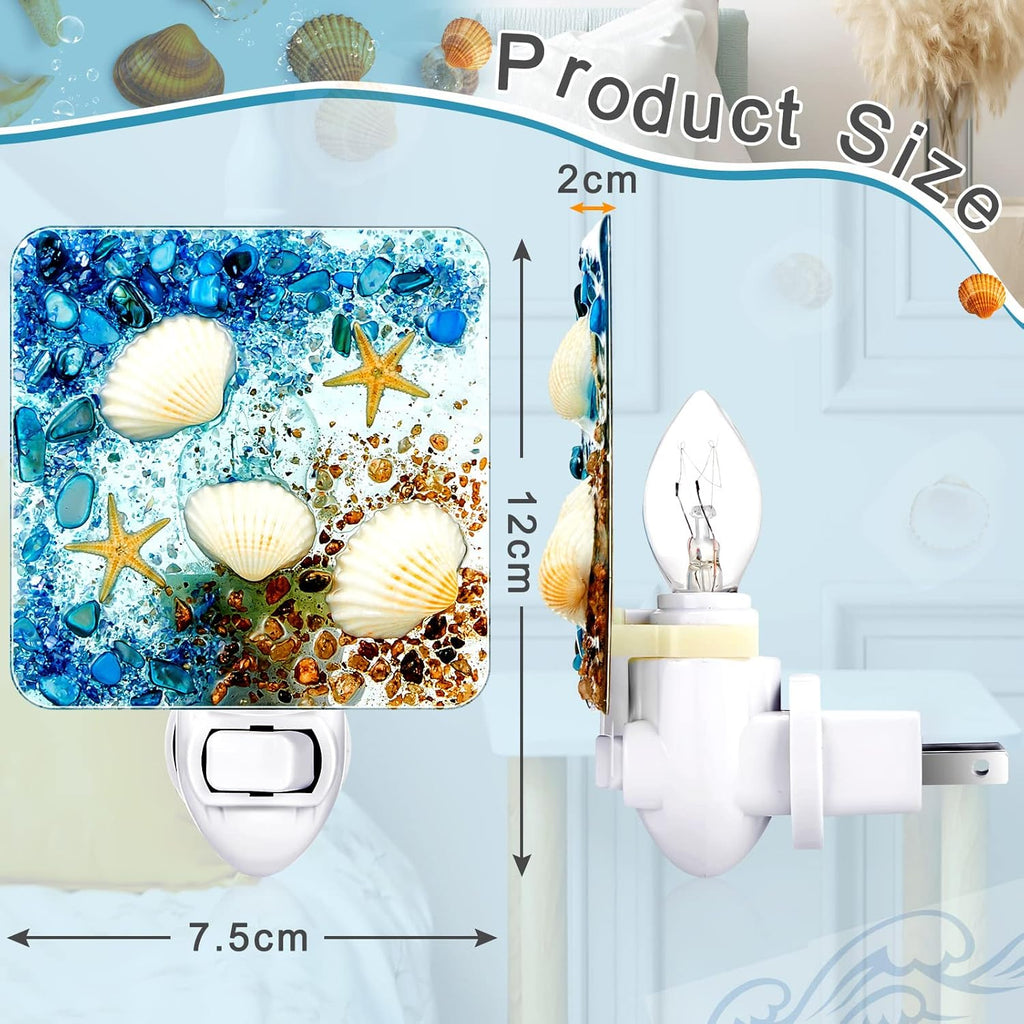 Hortsun Plug in Seashell Night Light Ocean Sea Animal Decorative Night Light Plug in Beach Lamps Vintage Ocean Lamps for Adult for Home…