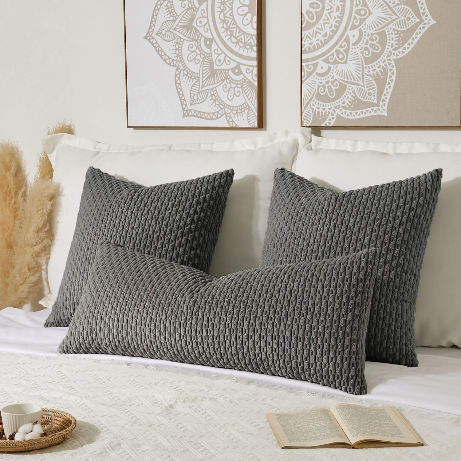 KevinTextile Kevin Textile 20x54 Inch Long Body Lumbar 1 Pack Boho Decorative Throw Pillow Cover Soft Striped Corduroy Rectangle Cushion Ca…