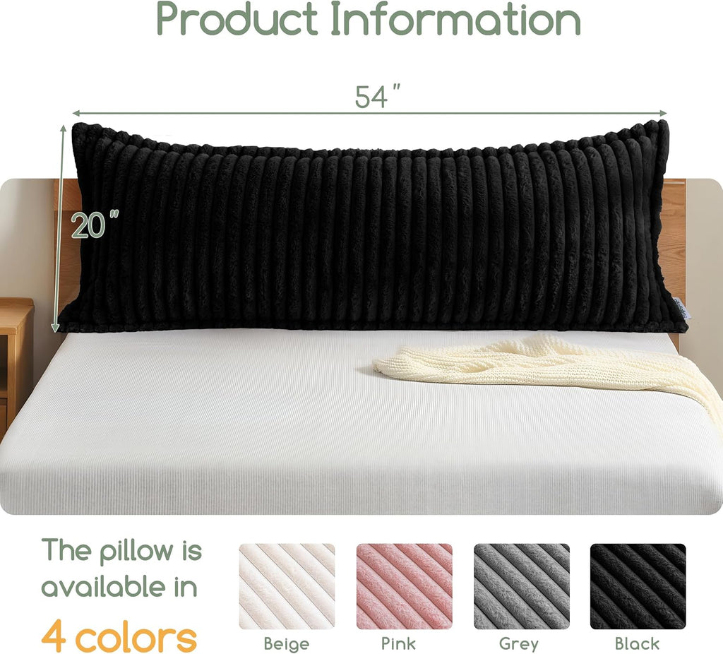 Higogogo Memory Foam Body Pillow, Thickened Large Long Bed Pillow for Adults, Full Body Pillow with Removable Pillow Cover(20x54 Inch) Black