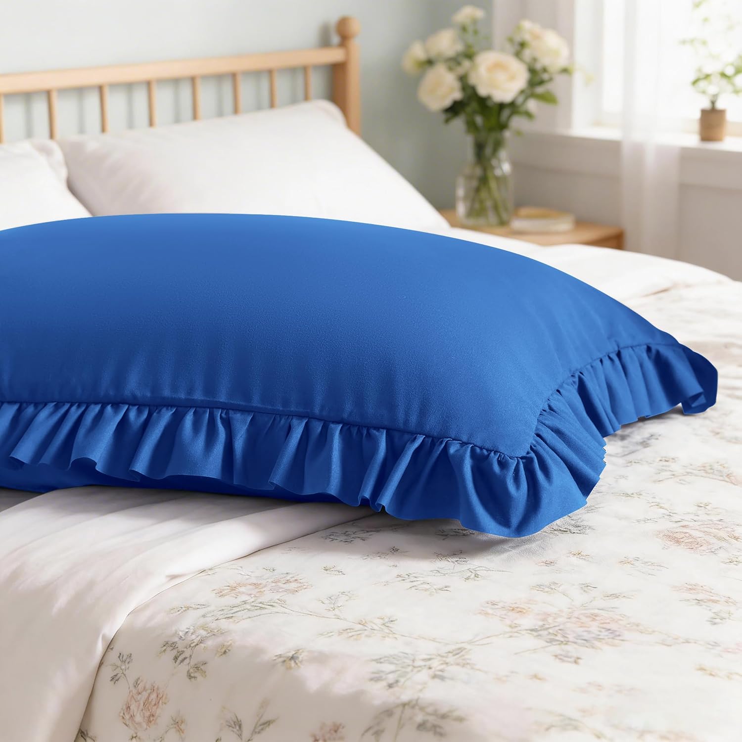 Aerlomi Ruffled Pillowcases, Standard Pillow Shams 20x26 Set of 2, Brushed Microfiber with Envelope Closure, Soft Wrinkle-Resistant,…